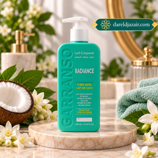 Garranso Mino Radiance, Lait Corporel Hydratant Tubée Rose & Lait de Coco 300 ml – Dar el Djazair