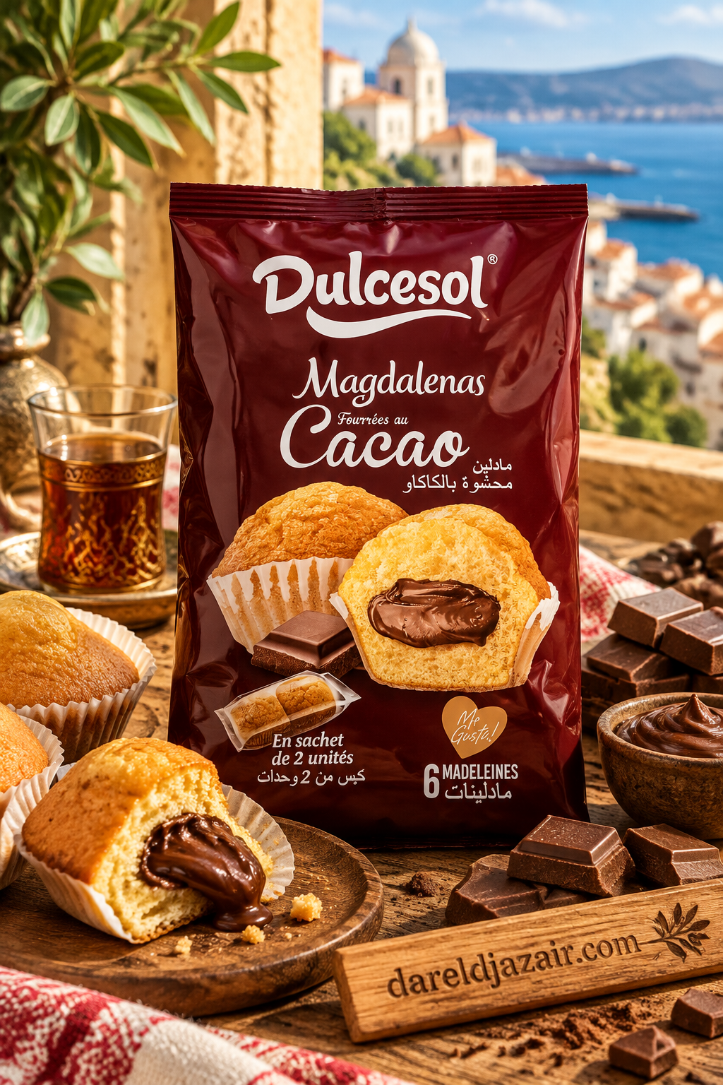 Dulcesol Magdalenas fourrées au cacao, 6 madeleines en sachets de 2 – Dar el Djazair