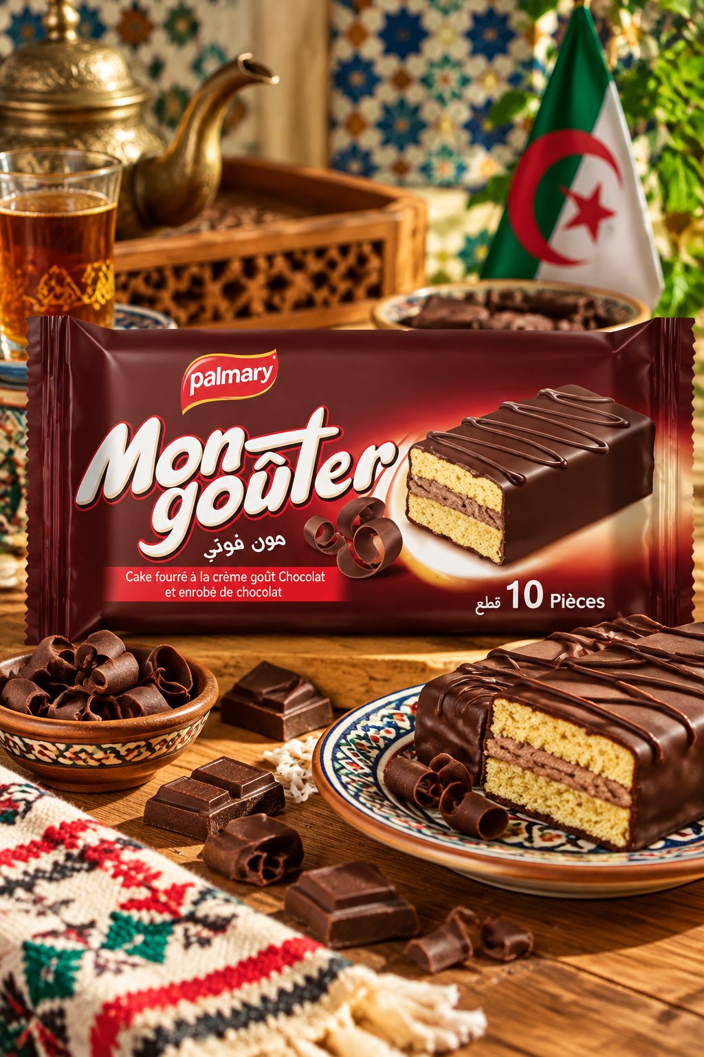 Palmary Mon Goûter Chocolat, Cake fourré enrobé de chocolat, 10 pièces – Dar el Djazair