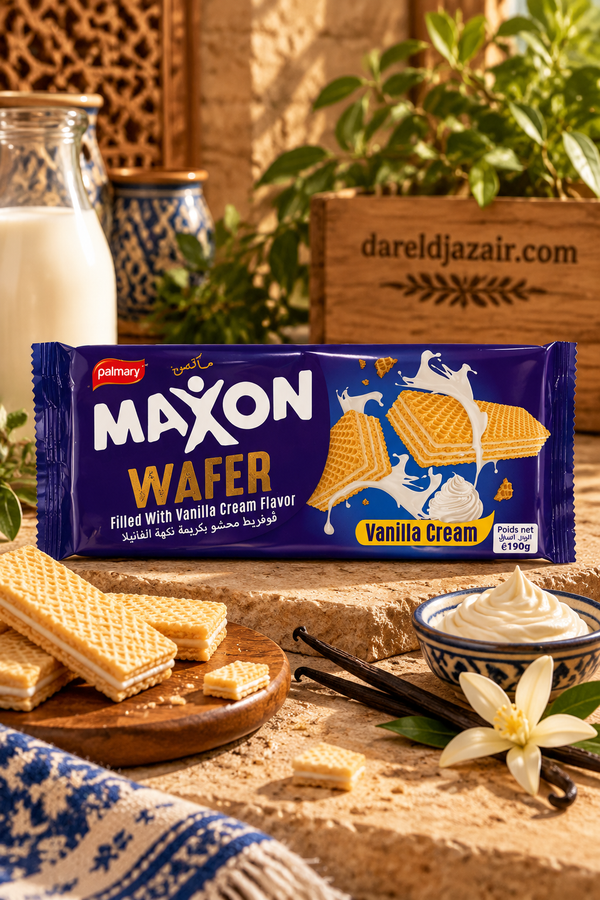 Palmary Maxon Wafer Crème Vanille, Gaufrettes fourrées, 190 g – Dar el Djazair