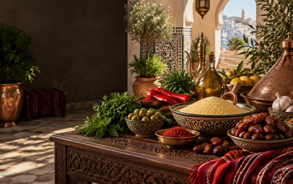 Produits traditionnels algériens dans une cour de la Casbah